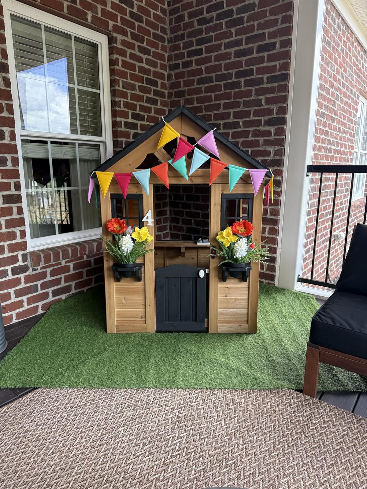 Backyard Discovery Sweetwater Cedar Wooden Kids Playhouse Cottage with Play Kitchen, Snack Bar, Half Door, Toy Phone, Windows, Flowerpot Holders, and Working Doorbell for Outdoor Imaginative Play customer photo 1