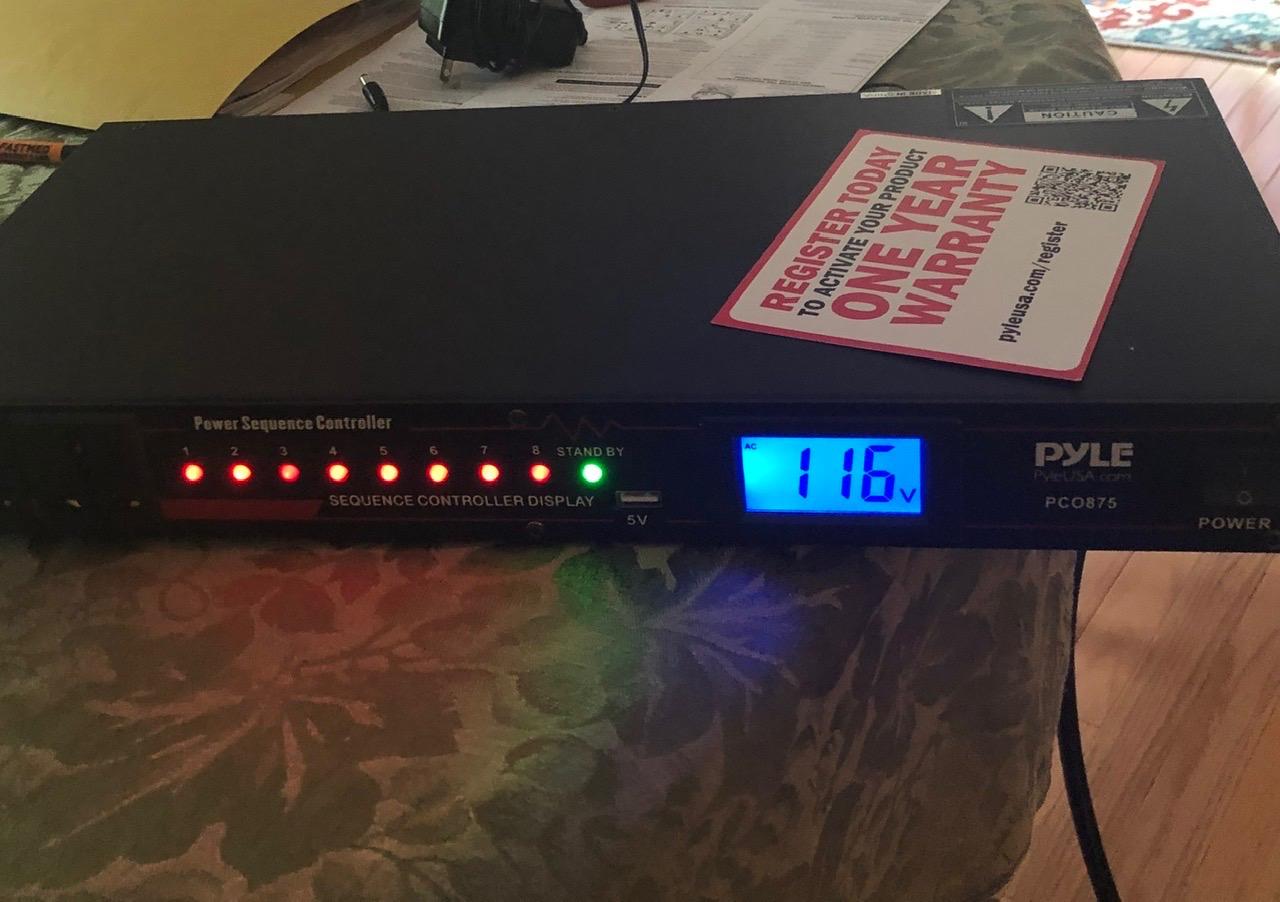 Pyle 10 Outlet Power Sequencer Conditioner - 13 Amp 2000W Rack Mount Pro Audio Digital Power Supply Controller Regulator w/Voltage Readout, Surge Protector, for Home Theater Stage/Studio Use - PCO875 customer photo 1