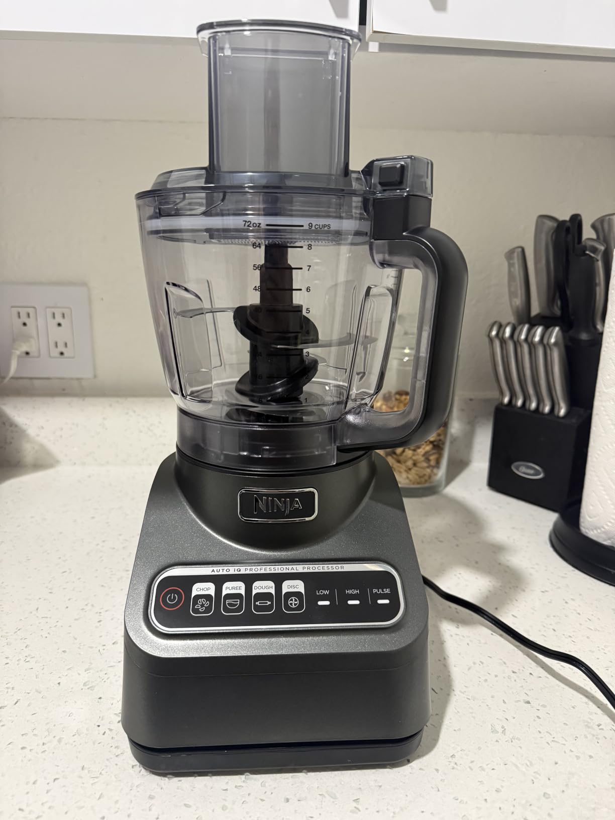 Ninja Professional Plus Food Processor, 1000PW, 9-Cup, Grey, BN601 | Auto-iQ presets chop, slice, puree & mix dough. 9-cup bowl, 3 blades, feed chute & pusher. Dishwasher-safe parts. customer photo 1