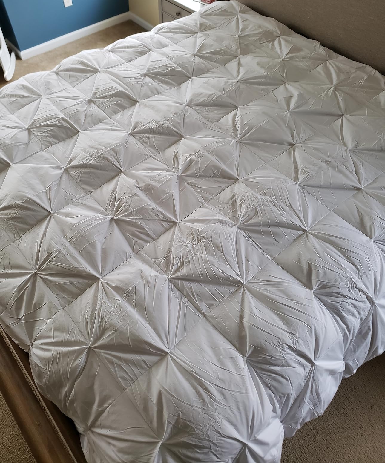 Alanzimo Goose Down Feather Fiber Comforter King Size, 100% 1200tc Cotton Fabric Duvet Inserts, 750+Fill Power Hotel Collection All Season White Bedding Comforters with 8 Tabs customer photo 1