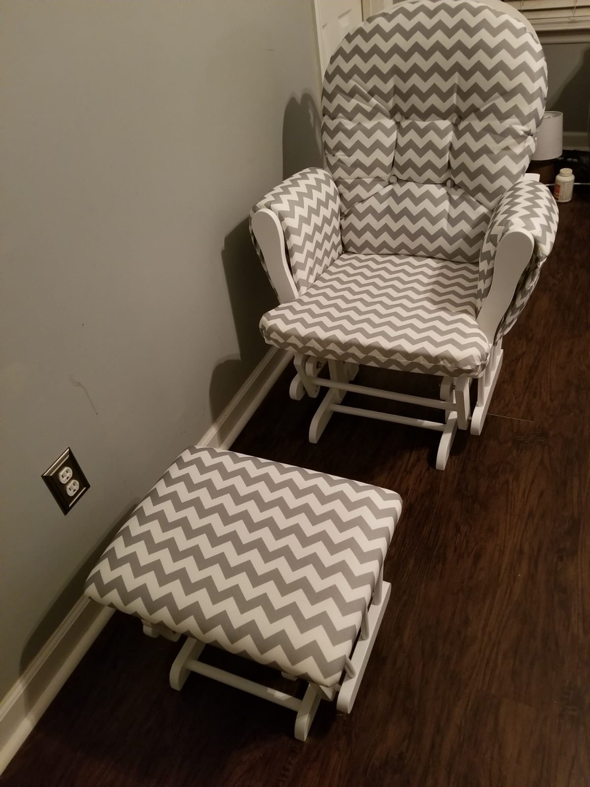 Costzon Nursery Glider with Ottoman, Upholstered Comfort Glider Rocker with Padded Cushion, Storage Pocket, Solid Wood Base, Rocking Chair Nursery for Breastfeeding, Napping (Dark Gray) customer photo 2