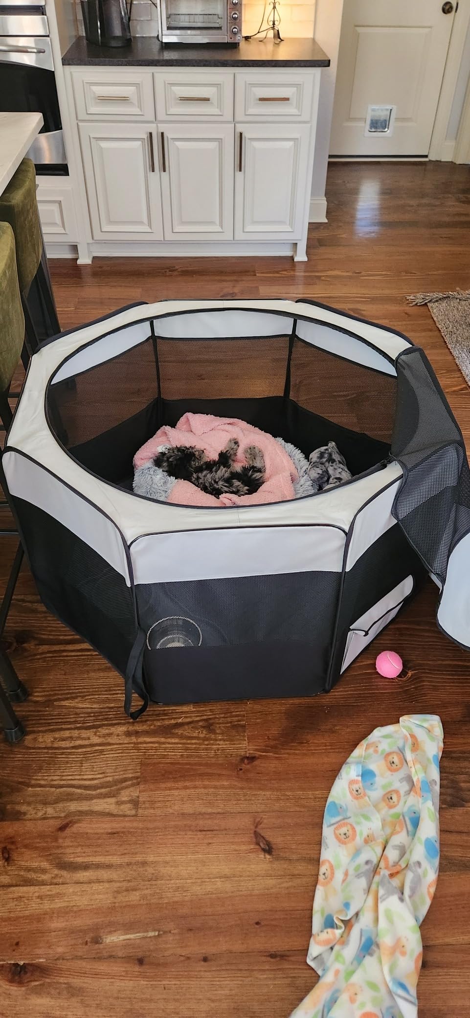 Akinerri Portable Dog Playpen, Foldable Pet Play Pen for Puppy Cat, Black customer photo 2