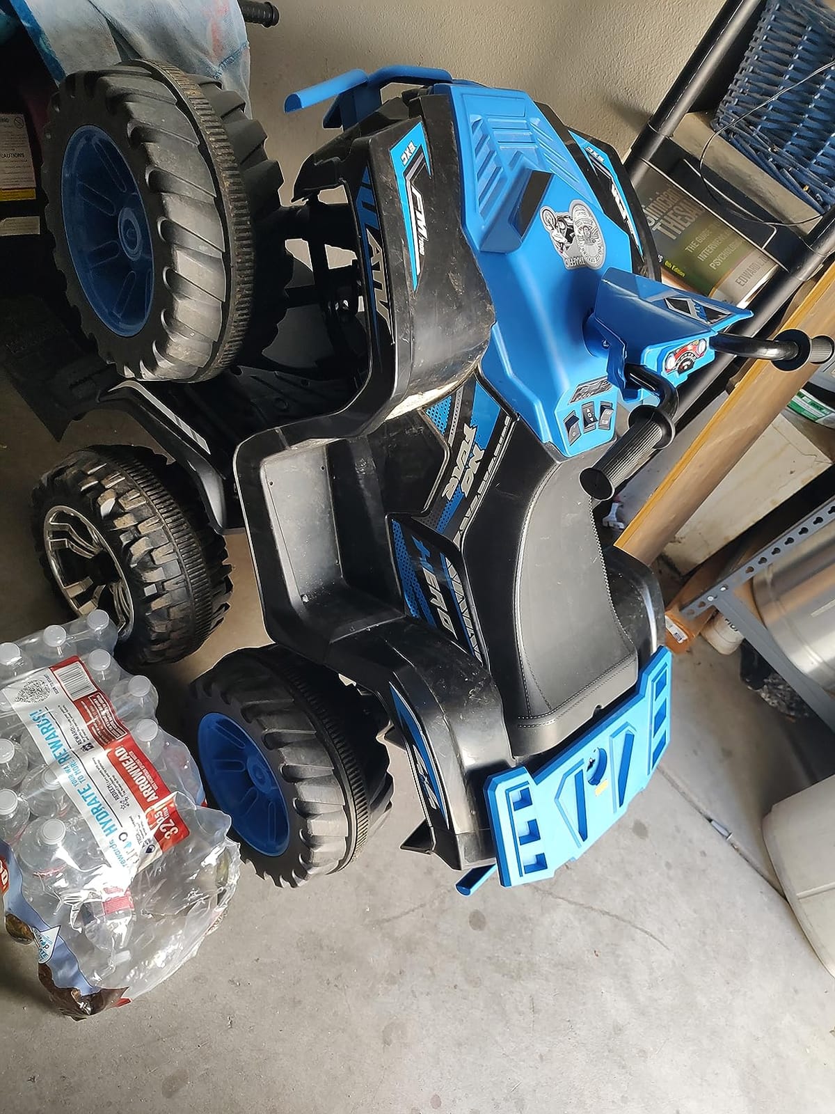 Costzon Kids ATV, 12V Battery Powered Electric Vehicle w/LED Lights, High & Low Speed, Horn, Music, USB, Treaded Tires, Ride on Car 4 Wheeler Quad for Boys & Girls Gift, Ride on ATV (Blue) customer photo 2