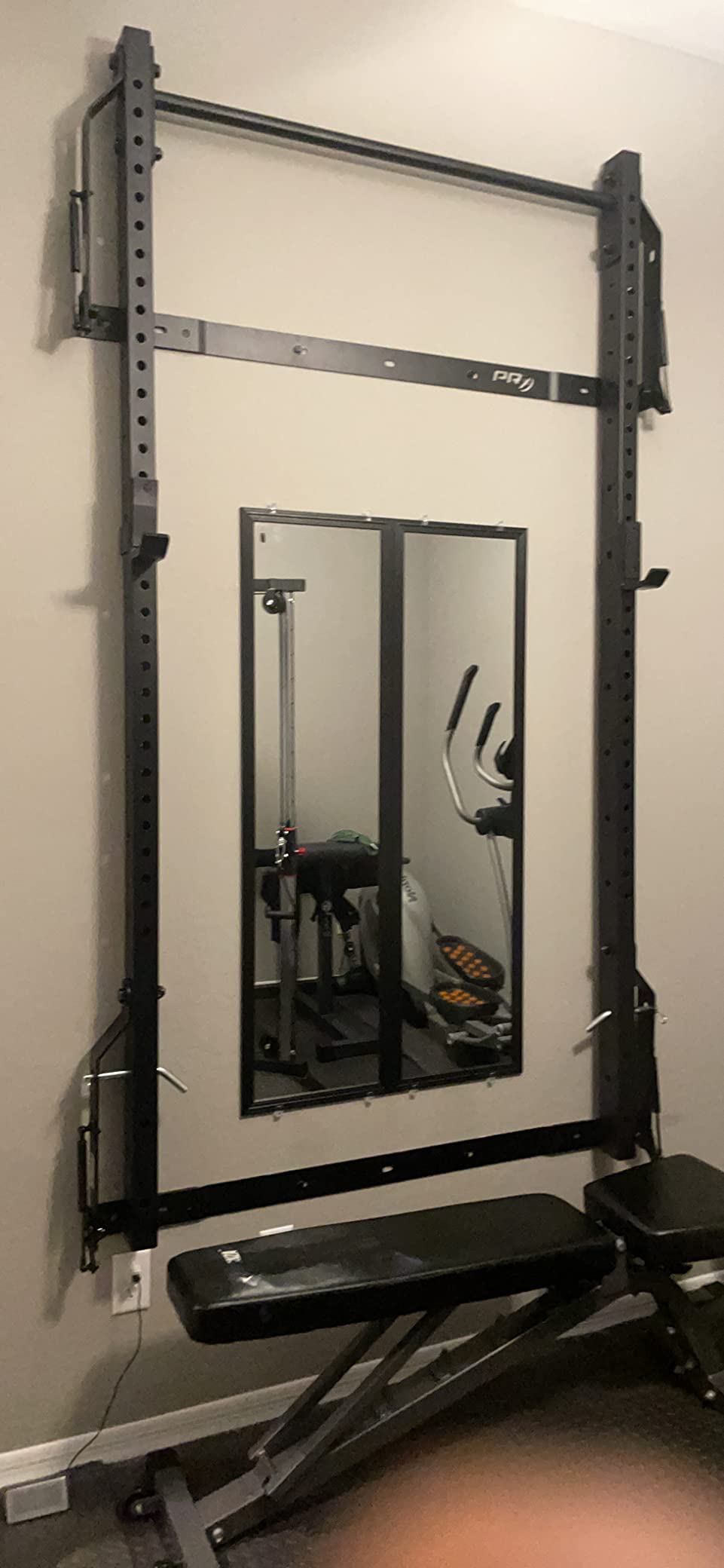 PRx Performance Murphy Foldable Squat Rack with Space-Saving Pull-Up Bar - Wall-Mounted Gym Equipment, Includes J-Cups for Barbell, Ideal for Strength Training, Bench Press and Leg Squats customer photo 1