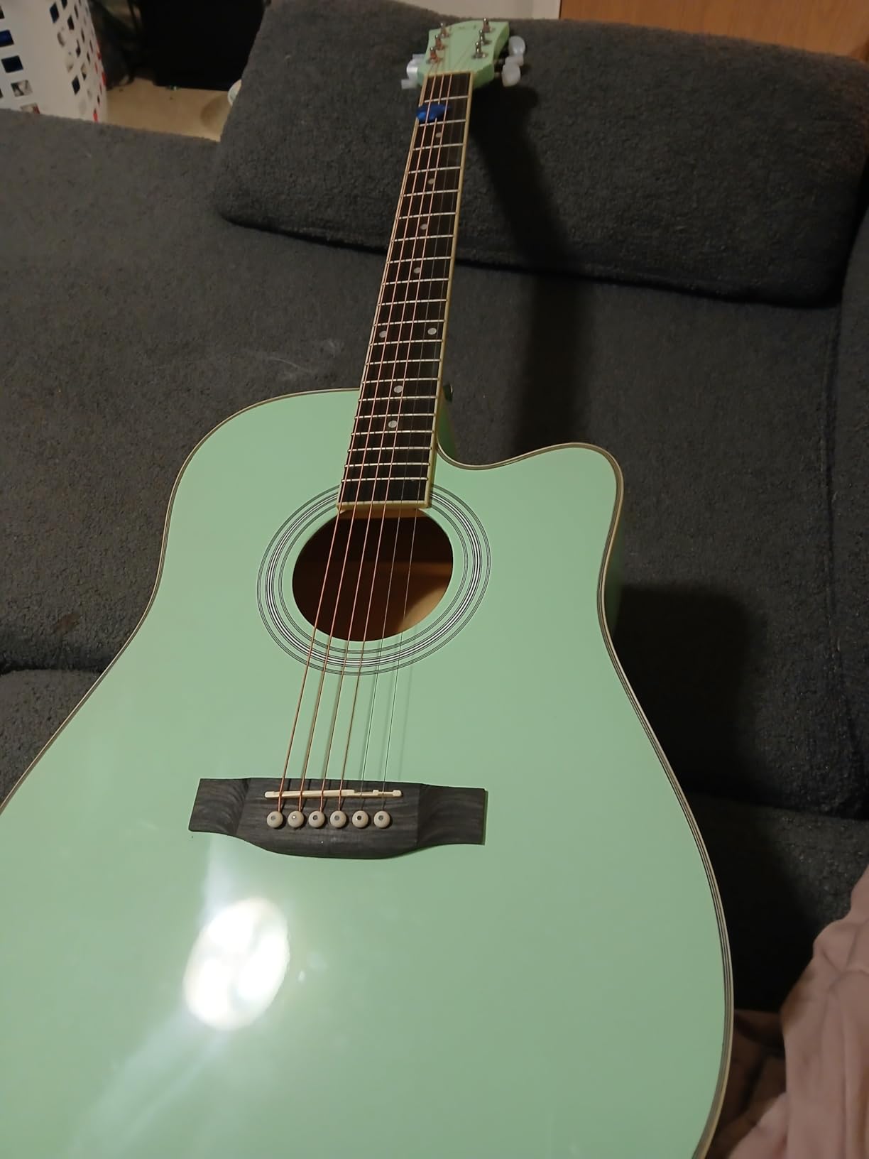 Best Choice Products 41in Beginner Acoustic Guitar Full Size All Wood Cutaway Guitar Starter Set w/Case, Strap, Capo, Strings, Picks - SoCal Green customer photo 1