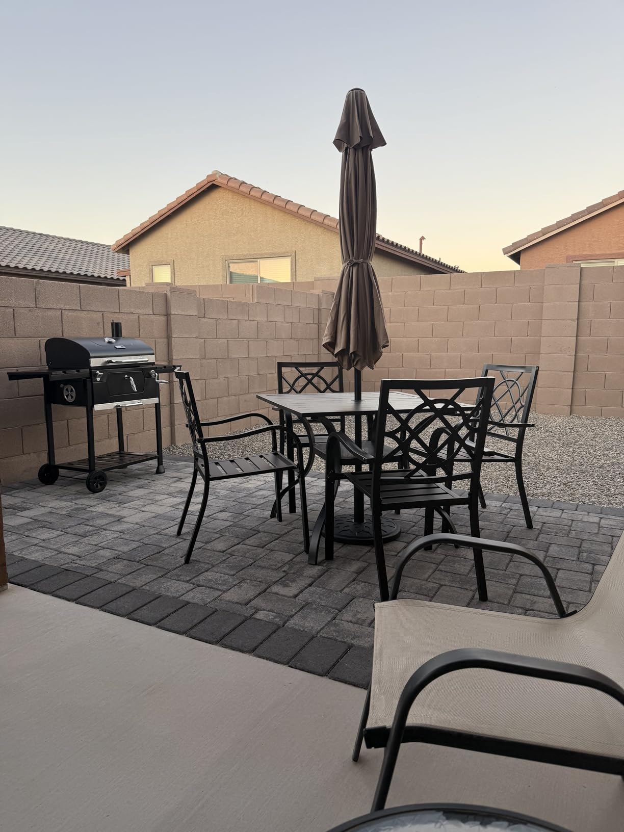 SUNCROWN 5-Piece Outdoor Wrought Iron Chairs and Table Patio Dining Furniture Set - 4 Stackable Metal Chairs, 1 Steel Slat Bistro Table for Garden Backyard Deck customer photo 2