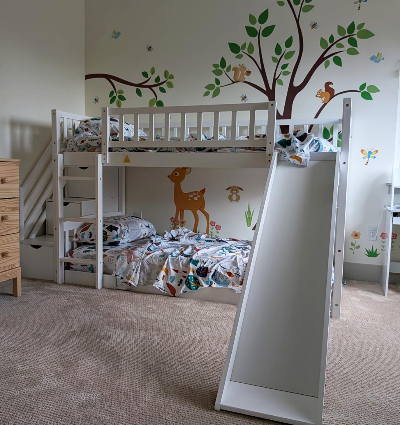 Twin Over Twin Stairway Bunk Bed with Convertible Slide & 2 Storage Drawers customer photo 2