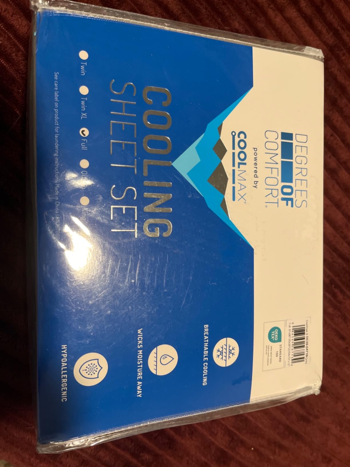 Coolmax® Cooling Sheets for Hot Sleepers, Queen Size, Grey customer photo 2