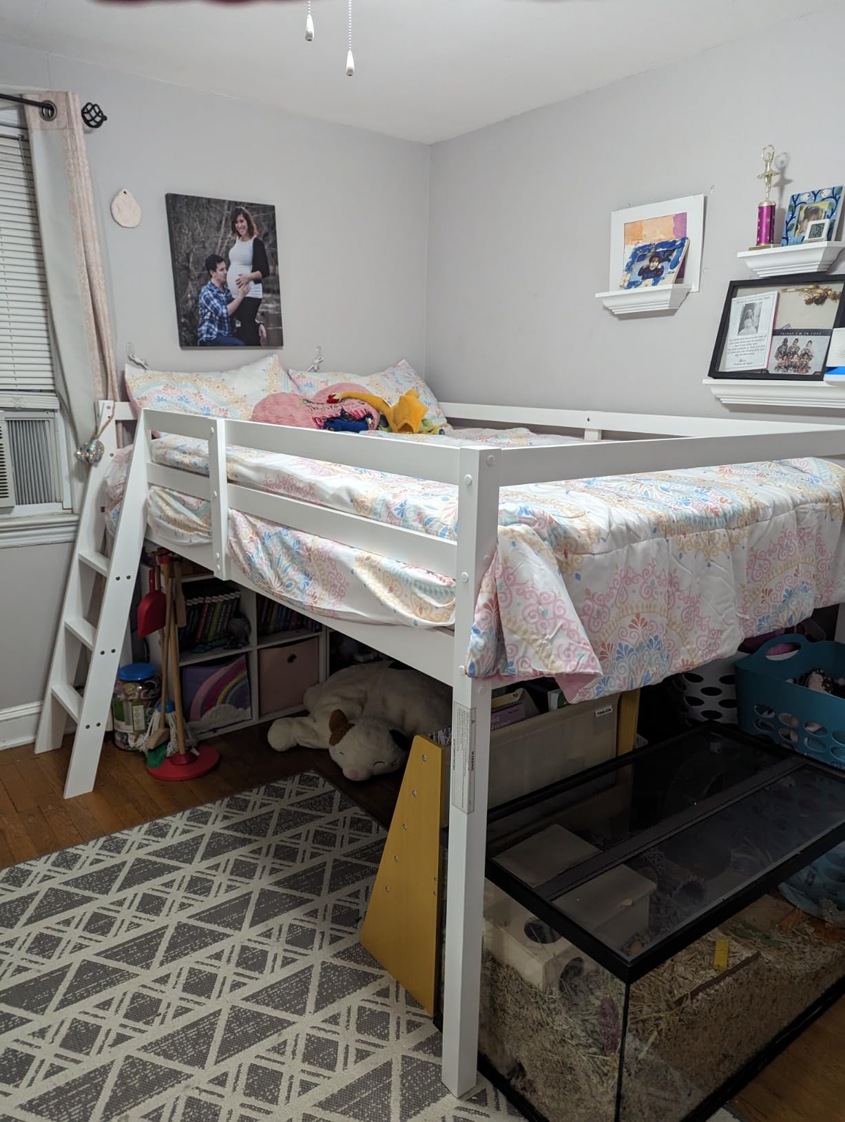 VINGLI Junior Low Loft Bed with Stairs, White Wood Loft Bed Full Size for Adults, Kids and Young Teens, No Box Spring Required,Wood Slat Support customer photo 1