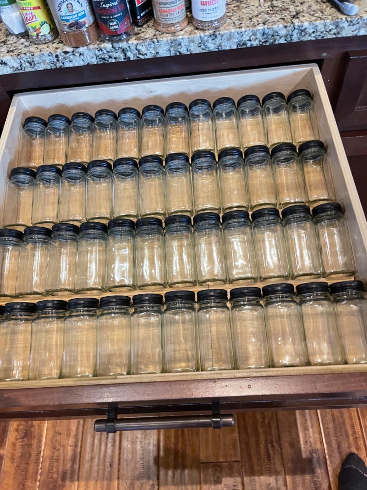 Mulush Bamboo Spice Rack Tray - Spice Drawer Organizer for Kitchen Cabinets Storage and Organization (Jars Not Included, 8 Individual Pieces, Not Adjustable) customer photo 1