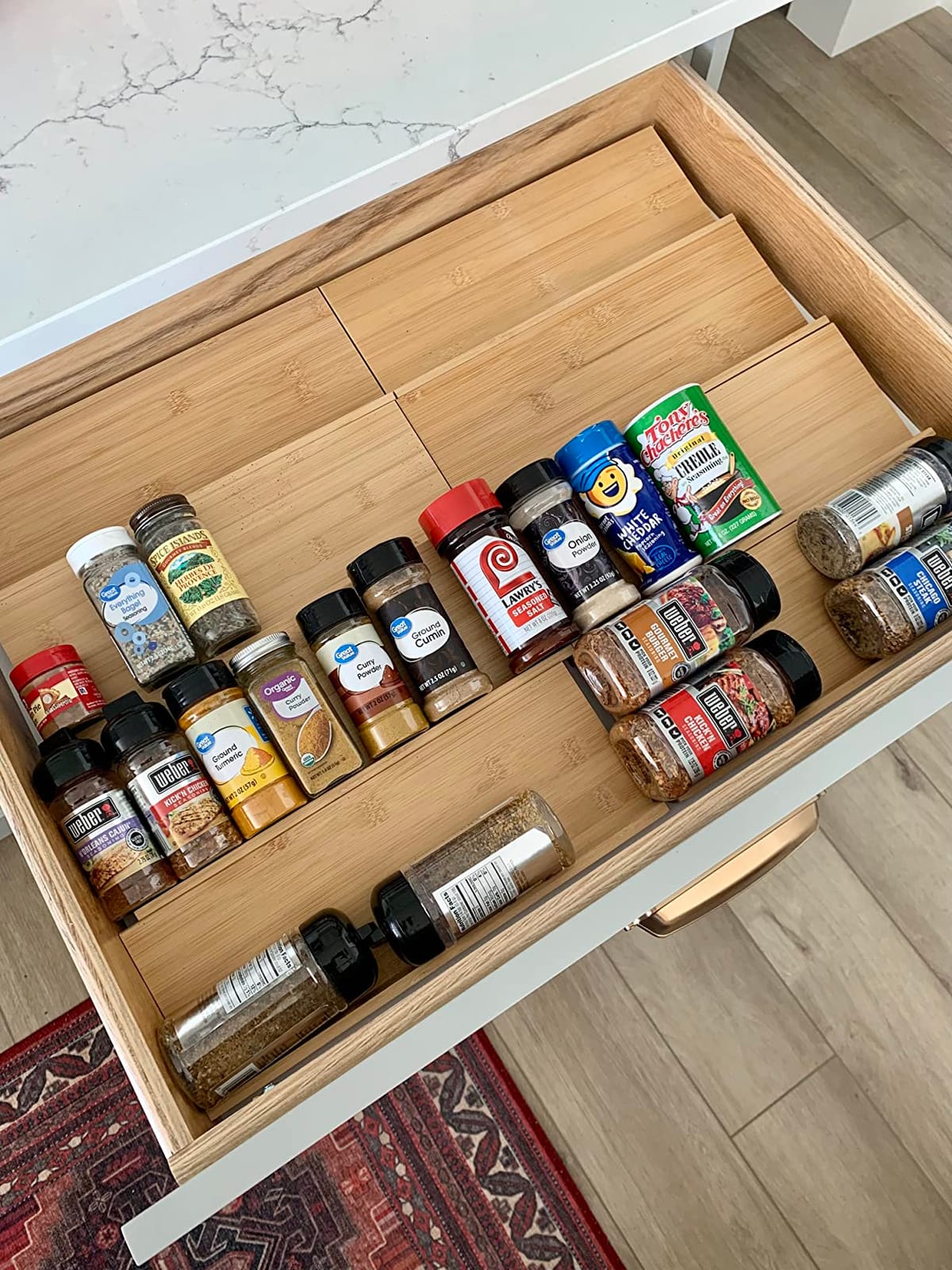 Mulush Bamboo Spice Rack Tray - Spice Drawer Organizer for Kitchen Cabinets Storage and Organization (Jars Not Included, 8 Individual Pieces, Not Adjustable) customer photo 2