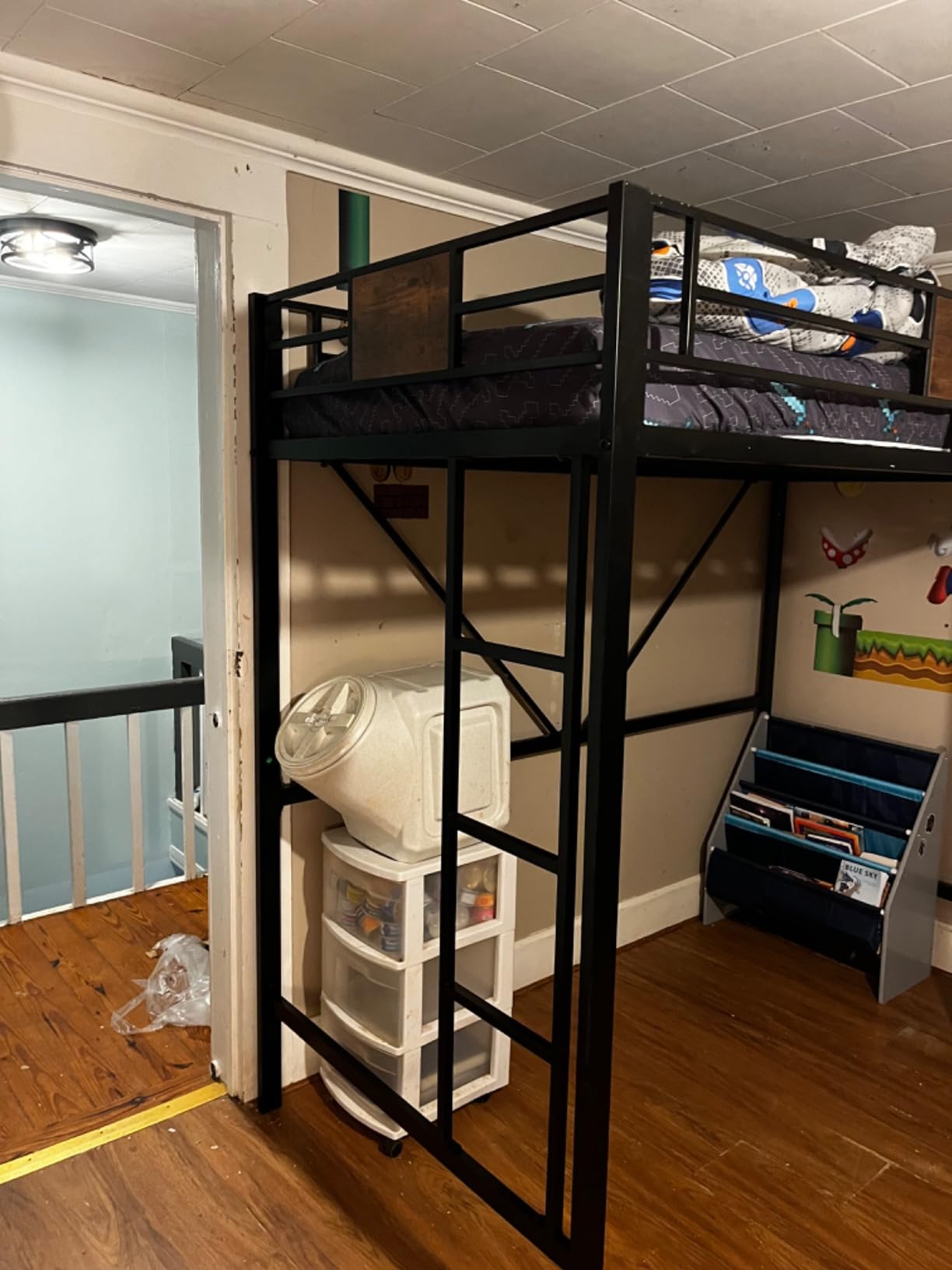 SHA CERLIN Loft Bed Twin Size with Ladder and Guardrail,Rustic Design customer photo 1
