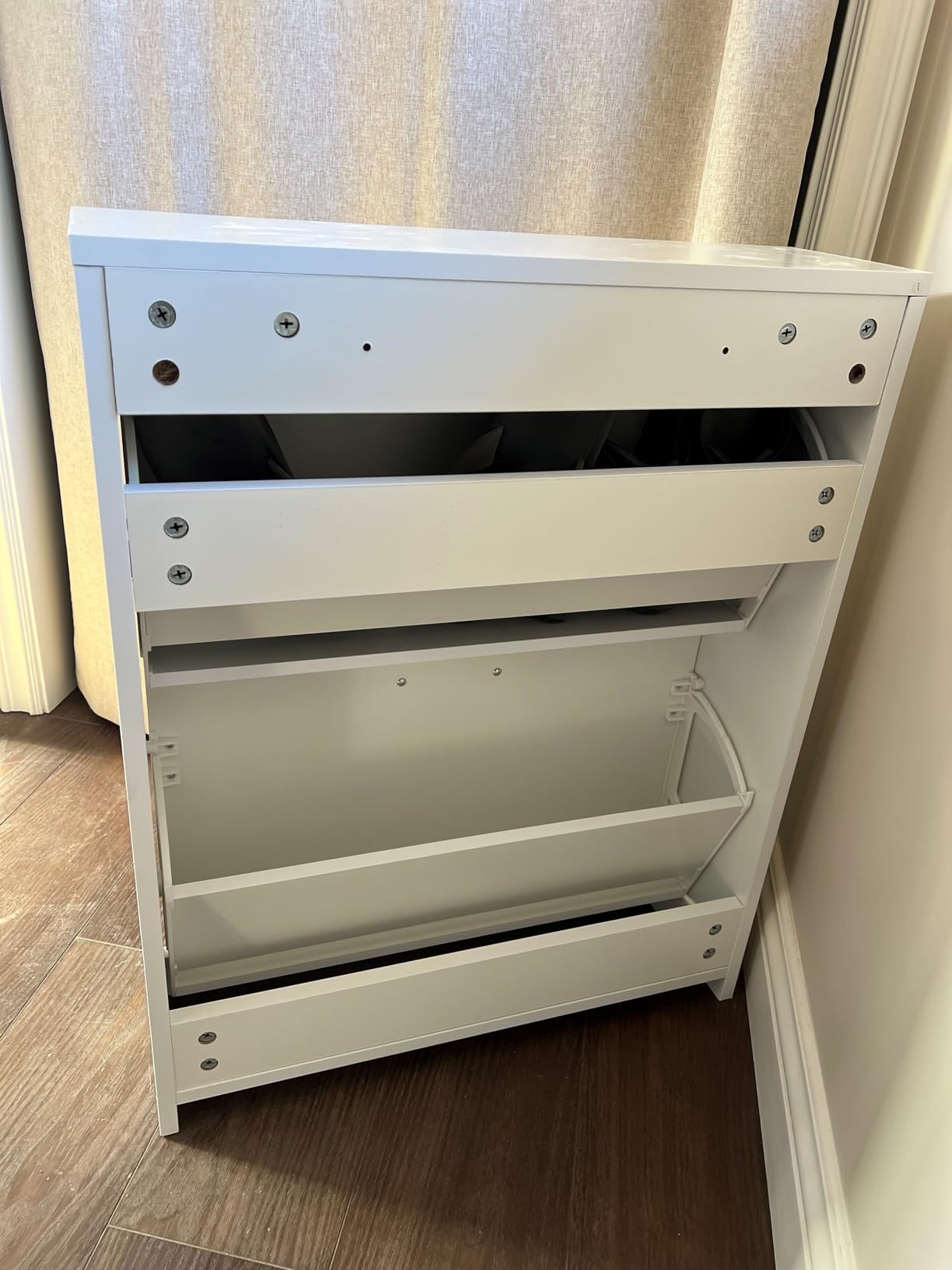 HOPUBUY Shoe Cabinet for Entryway, Narrow Shoe Storage with 3 Flip Drawers customer photo 2
