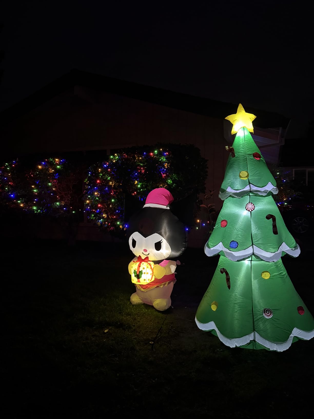 7 FT Tall Christmas Inflatables Tree Decorations Outdoor, Blow up Christmas Tree Yard Decor with LED Lights Star Treetop & Colorful Candy for Xmas Holiday Party Indoor Garden Patio Display Hall Lawn customer photo 2