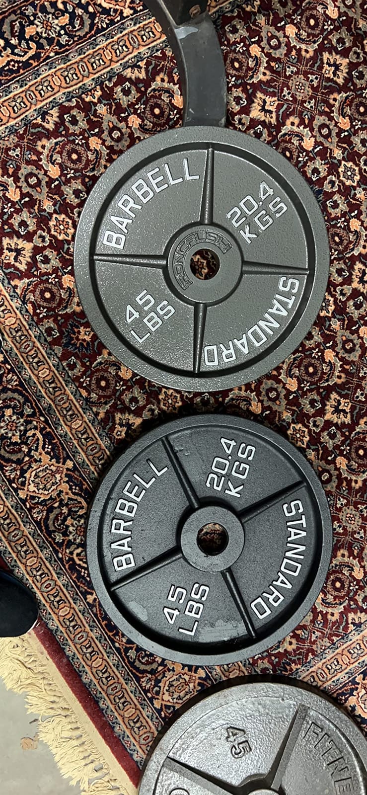 Cast Iron Olympic Weight Plates – Free Weights with 2-inch Hole & Anti-Rust Hammertone Finish - Ideal for Strength Training, Crossfit Equipment & Home Gym Set – Sold in Pairs - 2.5LB–45LB customer photo 2