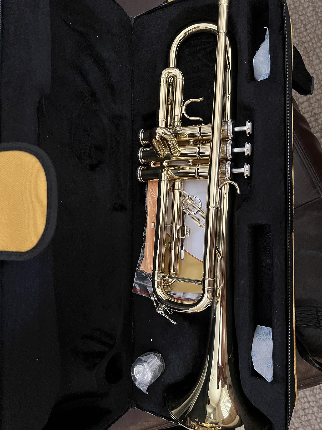 Trumpet Instrument,Band & Orchestra Musical Instruments for Beginners,With trumpets case,Mouthpiece,Cloth and Gloves (Golden) customer photo 1