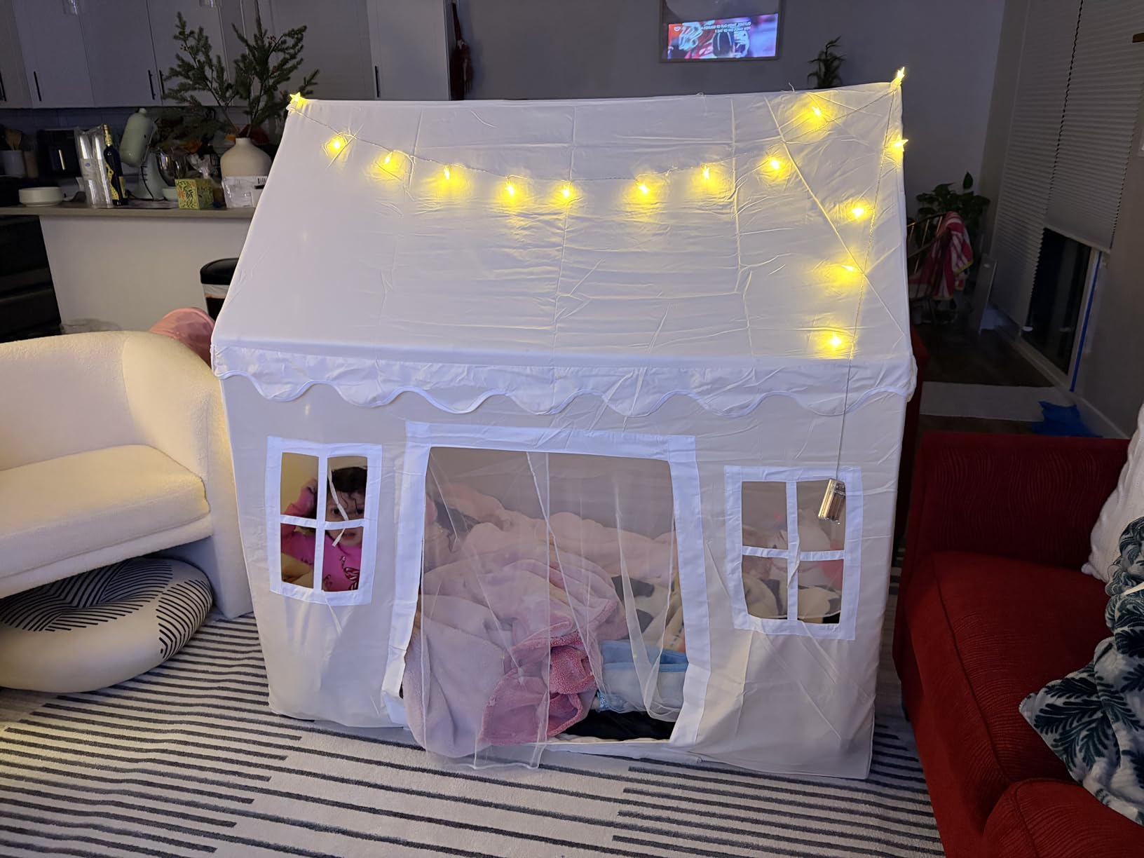 Tiny Land Kids Play Tent with Padded Mat & LED Lights, Ages 3+ customer photo 1