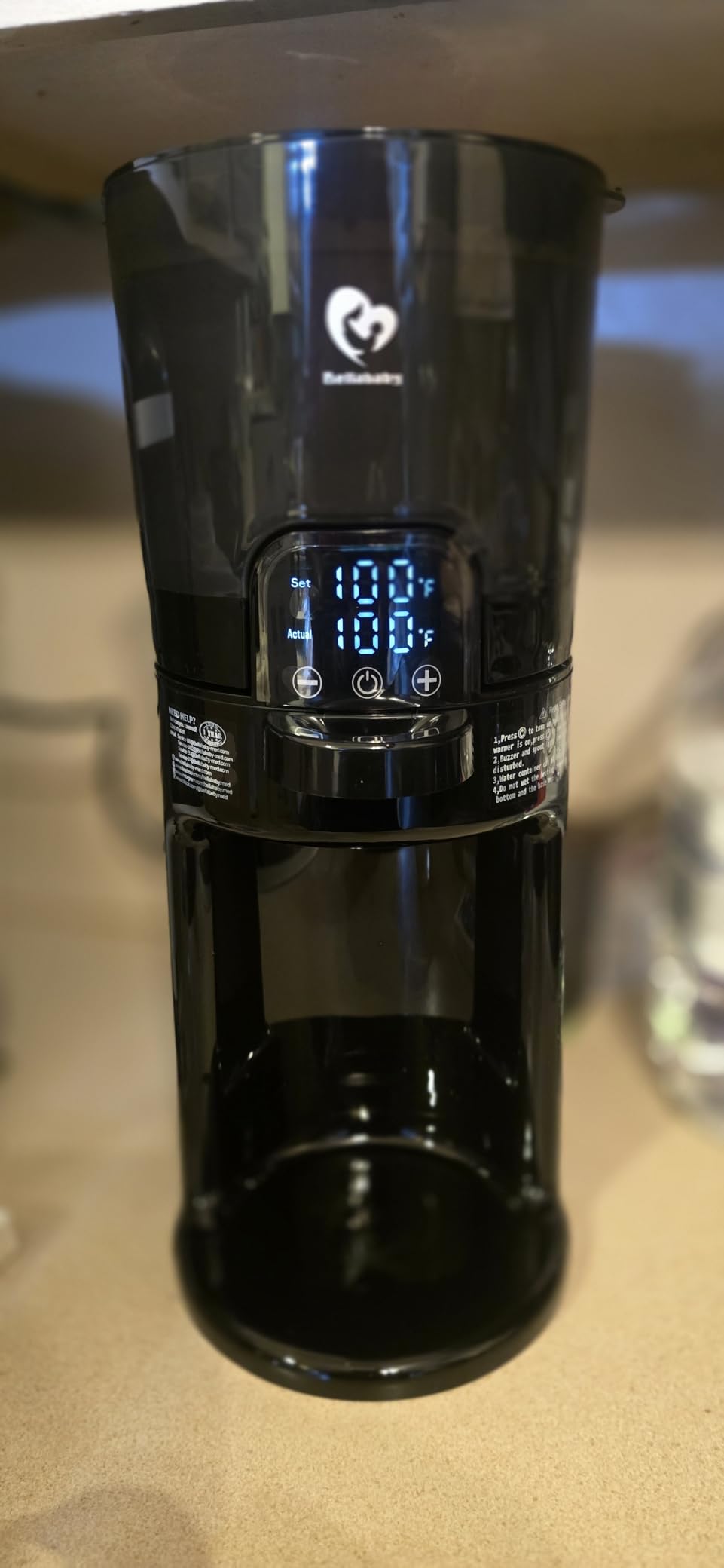 Bellababy Instant Baby Bottle Warmer,Warm Water Dispenser for Making Formula Bottle Instantly,Detachable Container Easy Cleaning,24/7 Keep Warm, Adjustable Temperature(Dark,110V Only) customer photo 1