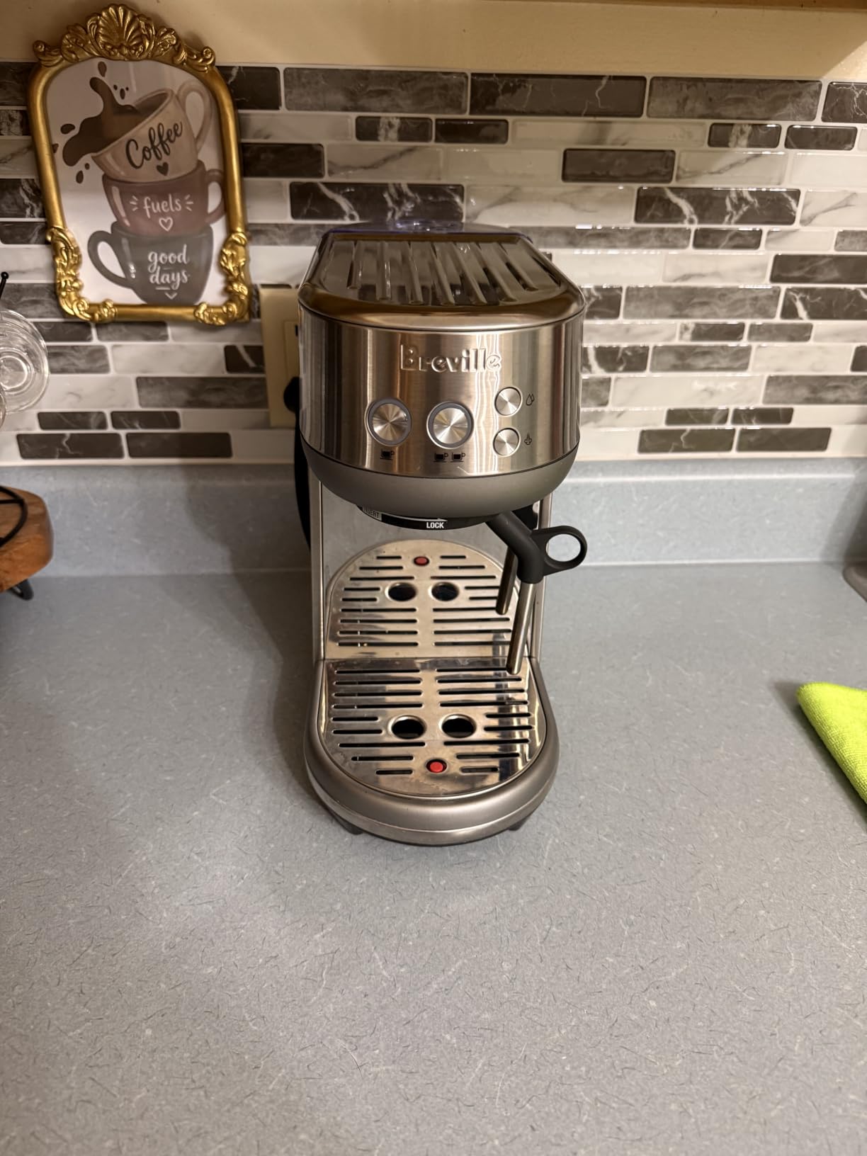 Breville BES450BSS Bambino Espresso Machine, Brushed Stainless Steel | Make café-quality espresso, lattes and cappuccinos at home with this compact, manual coffee maker | Beginner-friendly customer photo 1