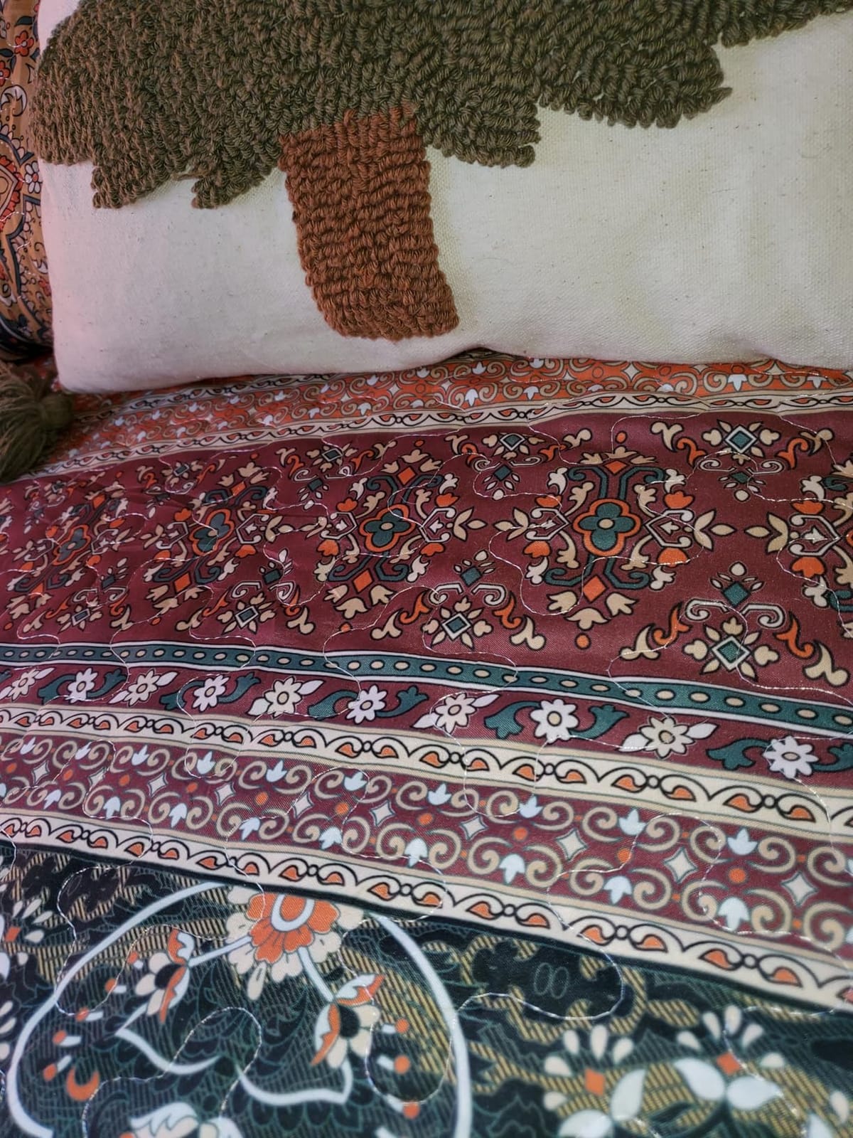 WONGS BEDDING Boho Quilts Queen Size, 3 Pieces Bedspread Bedding Set, Blue customer photo 1
