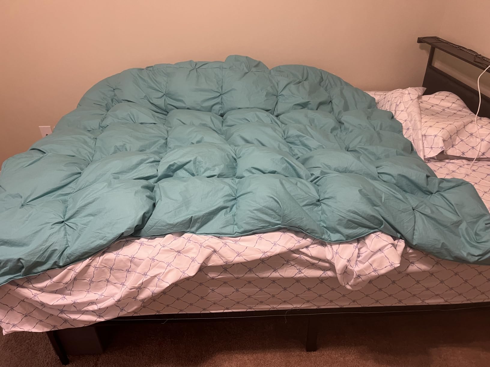 Three Geese Pinch Pleat Waterfowl Feathers and Down Comforter King Size Duvet Insert,750+ Fill Power,1200TC 100% Cotton, Premium All Seasons BlackGrey Comforter with 8 Tabs customer photo 2