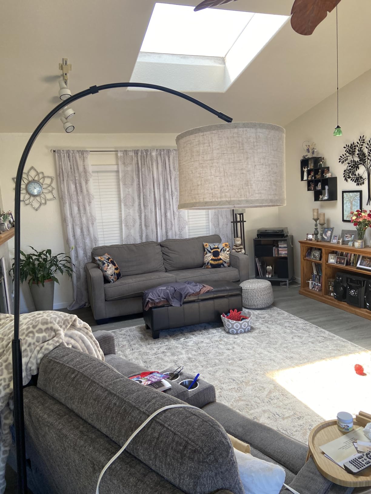 Seaside village Arc Floor Lamps for Living Room, Modern Standing Lamp with Adjustable Hanging Drum Shade, Tall Pole Lamp with Foot Switch, Over Couch Arched Reading Light for Bedroom, Office (Black) customer photo 1