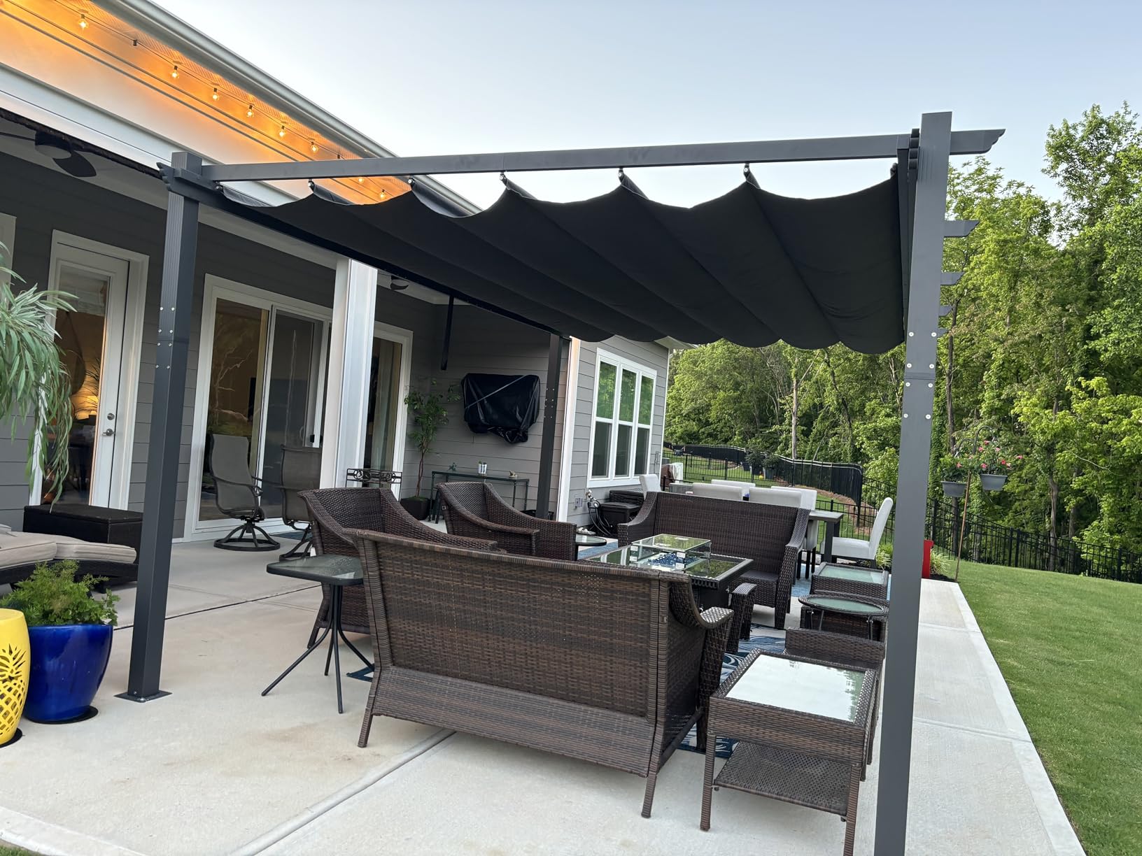 PURPLE LEAF Outdoor Pergola 12' X 16' Retractable Canopy Aluminum, Gray customer photo 1