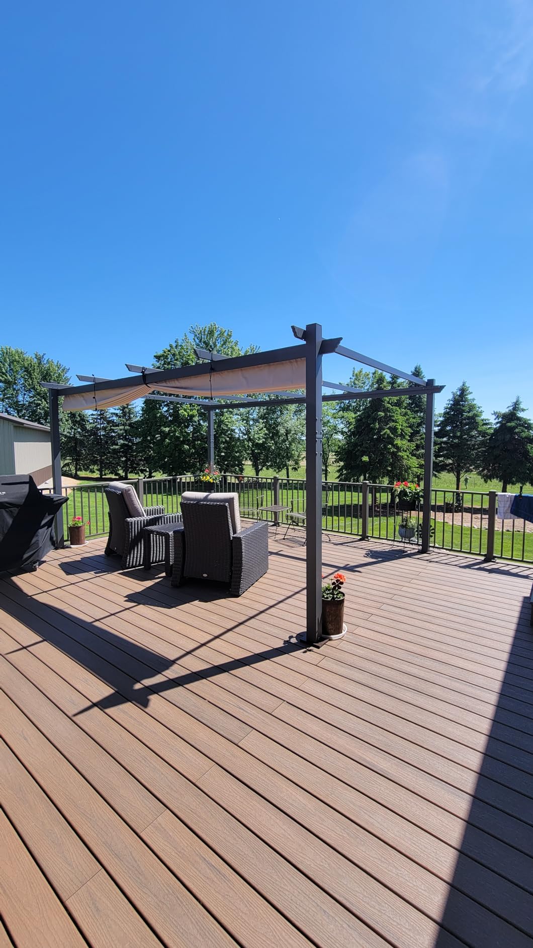 PURPLE LEAF Outdoor Pergola 12' X 16' Retractable Canopy Aluminum, Gray customer photo 2