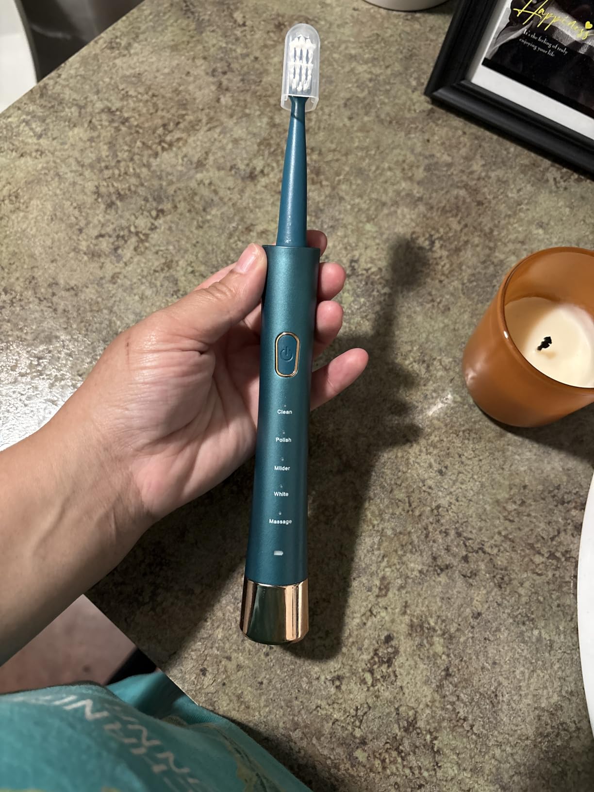 AJELU Sonic Electric Toothbrush for Adults, USB Rechargeable Sonic Toothbrush with 8 Brush Heads, Smart Timer, 5 Modes, 2-Hour Fast Charge Last 30 Days, Pink customer photo 2