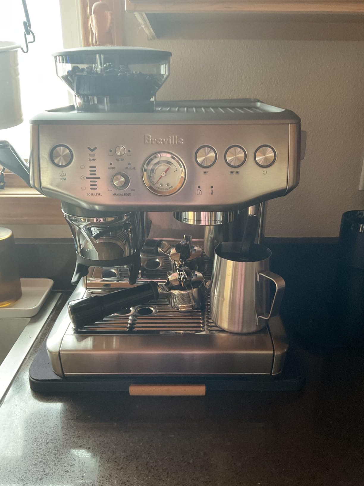 Breville BES876BSS Barista Express Impress, Brushed Stainless Steel | Craft café-quality lattes and cappuccinos at home with this semi-automatic espresso machine with built-in grinder customer photo 1