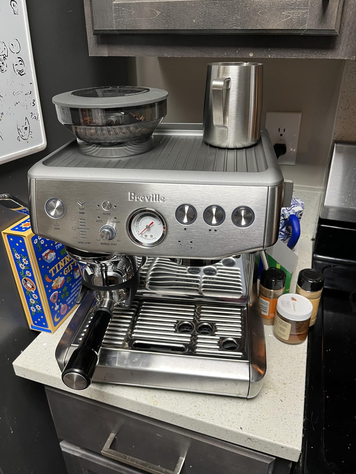 Breville BES876BSS Barista Express Impress, Brushed Stainless Steel | Craft café-quality lattes and cappuccinos at home with this semi-automatic espresso machine with built-in grinder customer photo 2