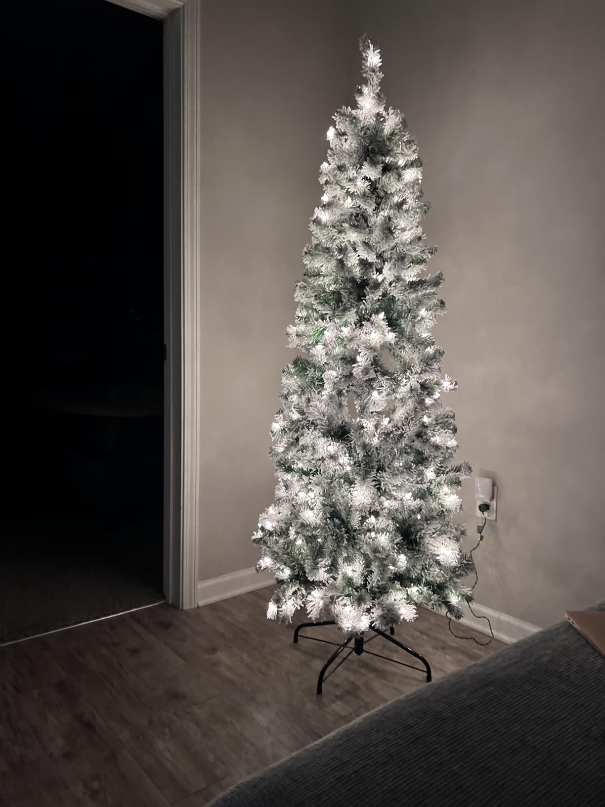 National Tree Company 6ft Pre-Lit Flocked Acacia Slim Christmas Tree customer photo 1