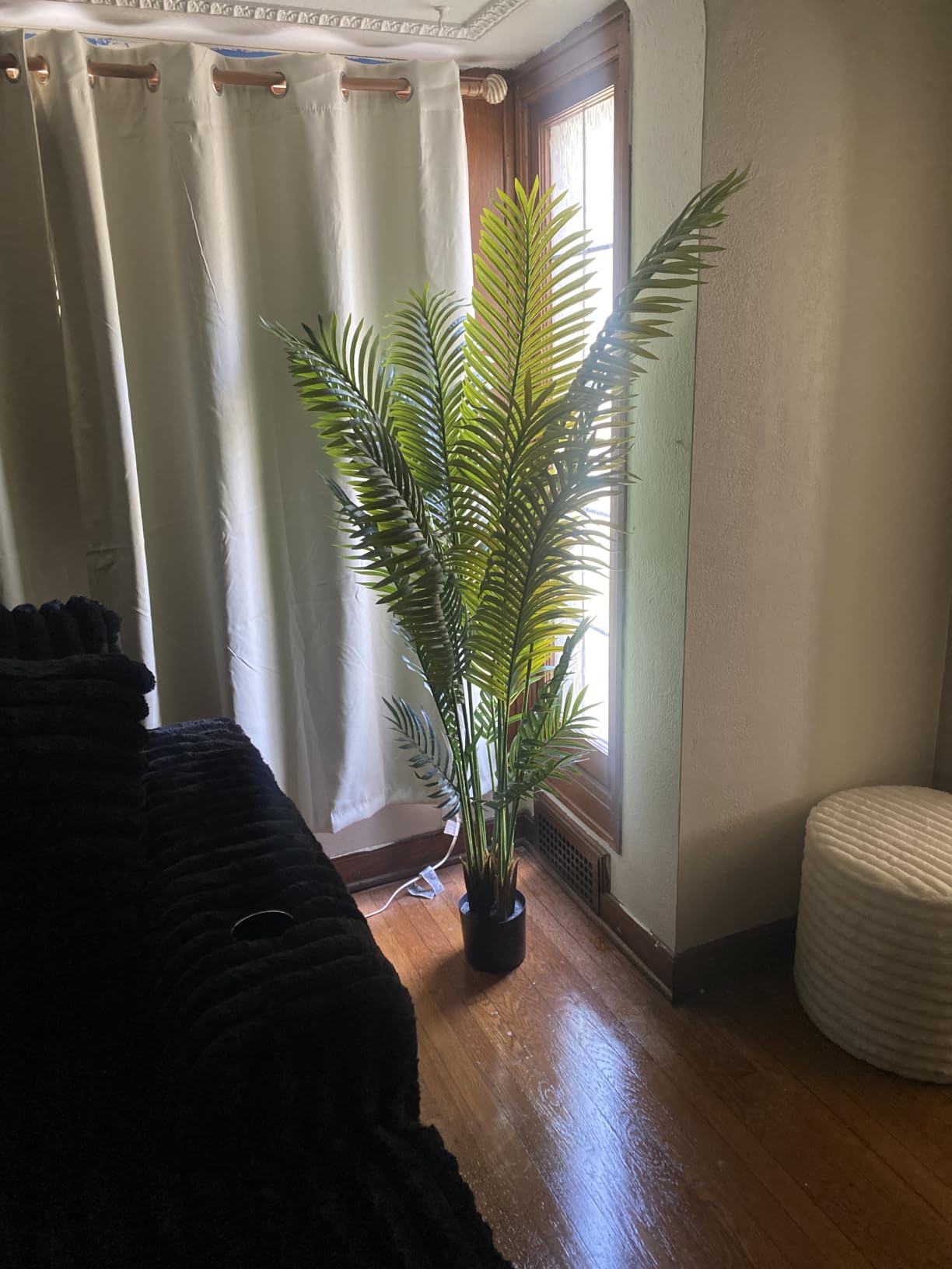Artificial Palm Tree 6ft Tall Fake Palm Tree Indoor Decor with 18 Leaves and Real Bark Design Faux Tropical Areca Palm Silk Floor Plant in Pot for Home Office Living Room Bedroom Decor 1pcs customer photo 1
