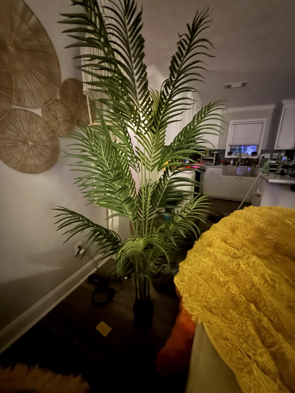 Artificial Palm Tree 6ft Tall Fake Palm Tree Indoor Decor with 18 Leaves and Real Bark Design Faux Tropical Areca Palm Silk Floor Plant in Pot for Home Office Living Room Bedroom Decor 1pcs customer photo 2