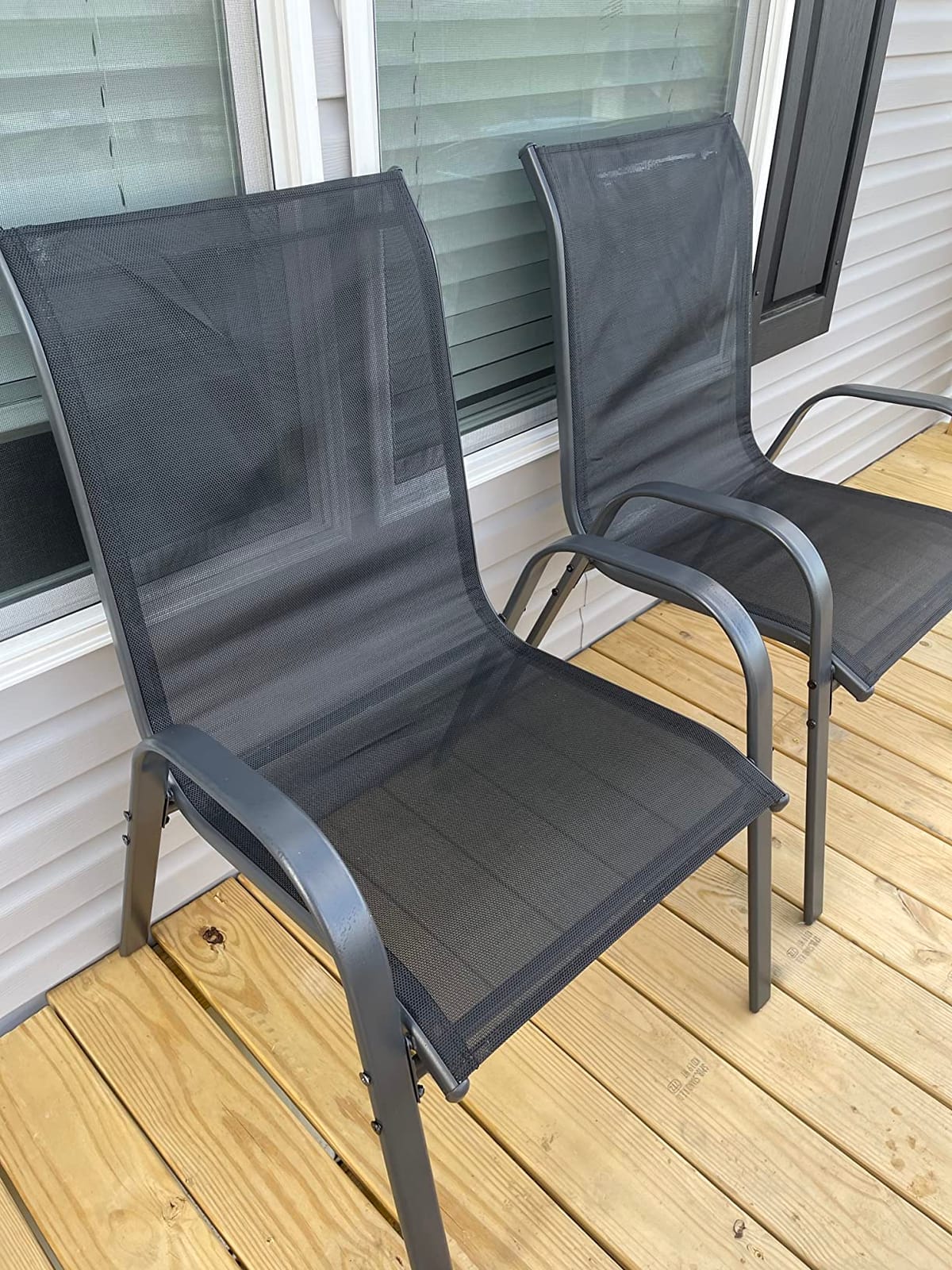 Amopatio Patio Chairs Set of 4, Outdoor Stackable Dining Chairs for All Weather, Breathable Garden Outdoor Furniture for Backyard Deck, Brown customer photo 2