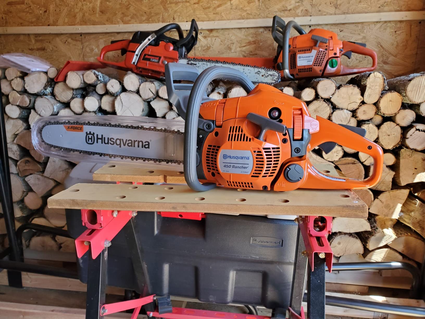 Husqvarna 450 Rancher 20 Inch Gas Chainsaw, 50.2-cc 3.2-HP, 2-Cycle X-Torq Engine, For Tree Pruning, Yard Cleanups and Firewood Cutting, 970613120 customer photo 1