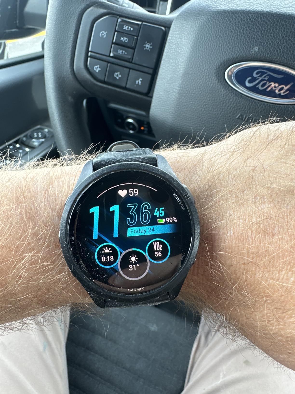 Garmin Forerunner® 265, Running Smartwatch, 46mm, Whitestone/Tidal Blue customer photo 1