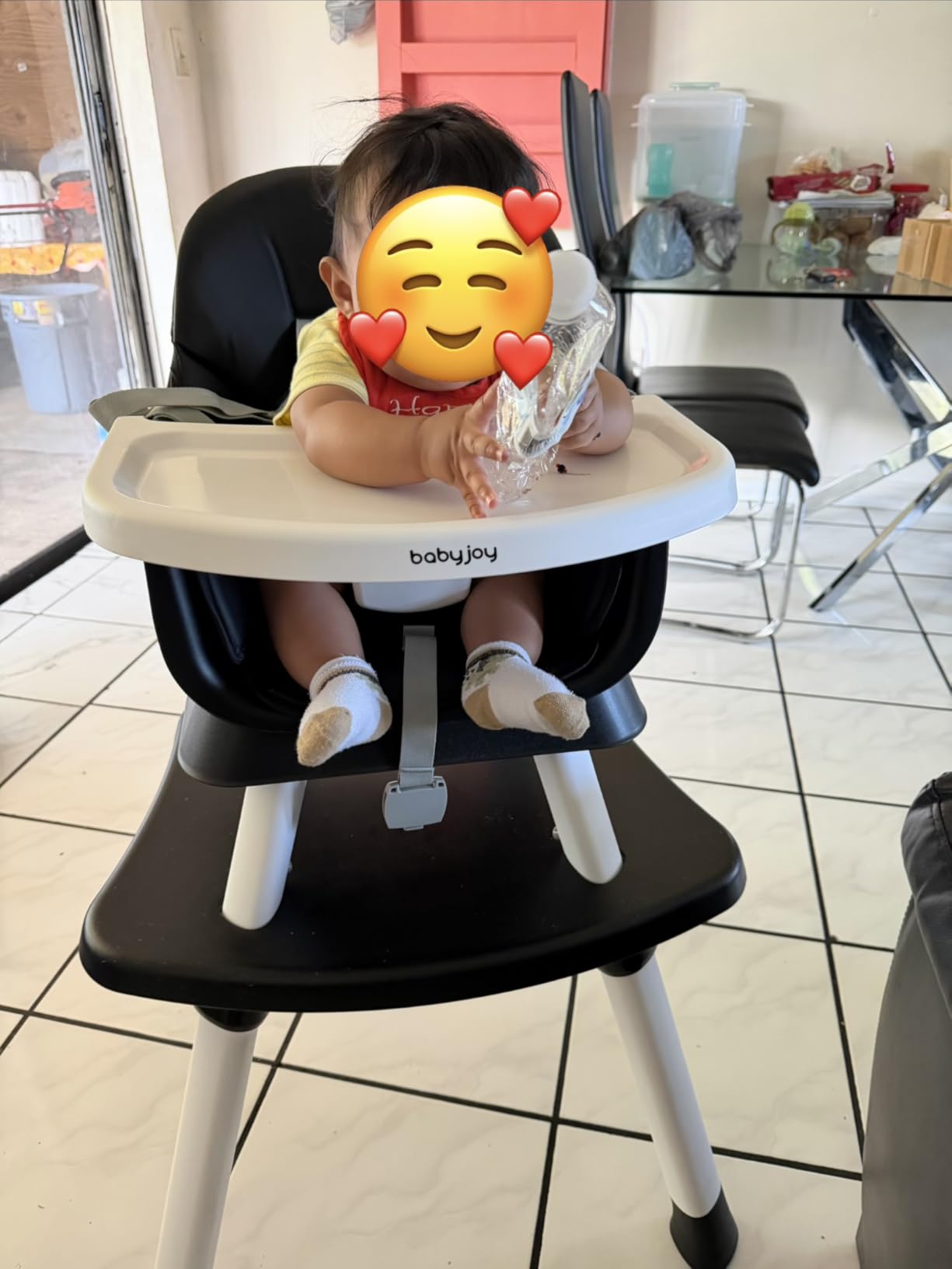 BABY JOY Baby High Chair, 8 in 1 Convertible Highchair for Babies & Toddlers | Booster Seat | Table and Chair Set | Building Block Table | Toddler Chair with Safety Harness, Removable Tray (Gray) customer photo 1