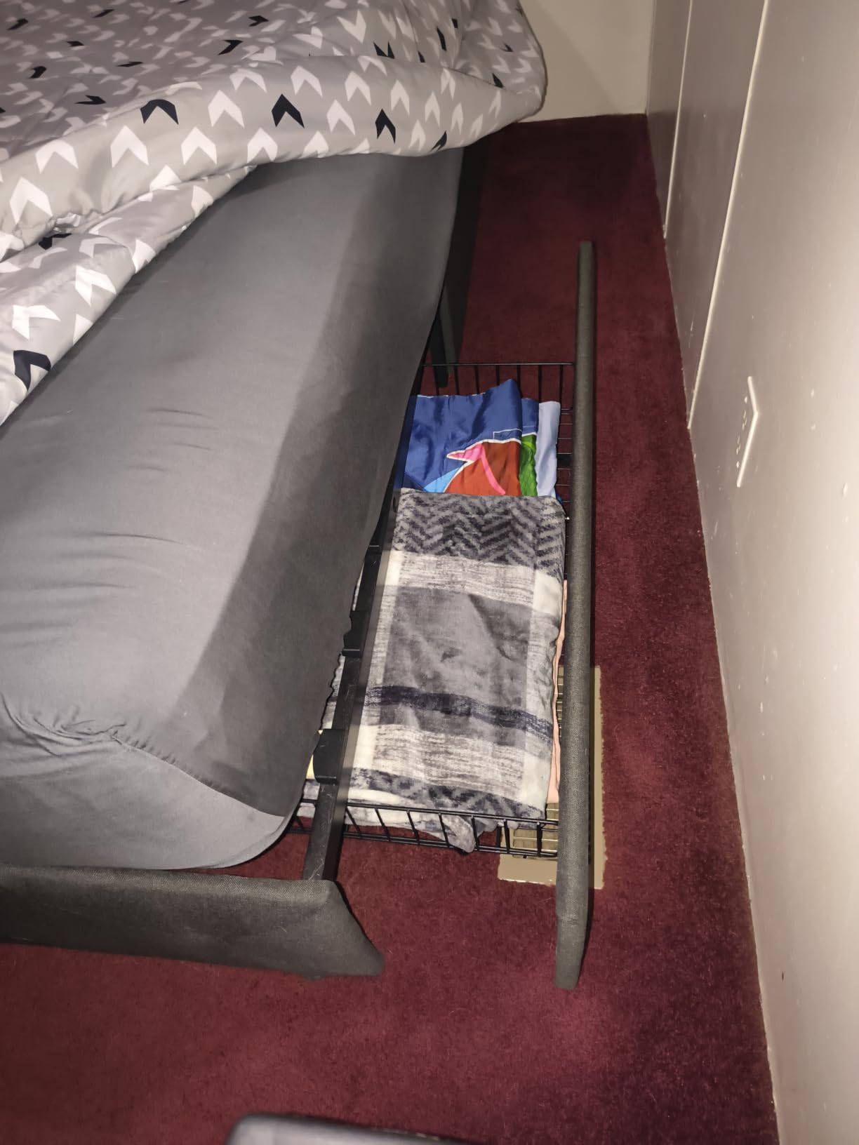 Allewie Queen Size Storage Bed Frame with 4 Underbed Drawers, Light Grey customer photo 2
