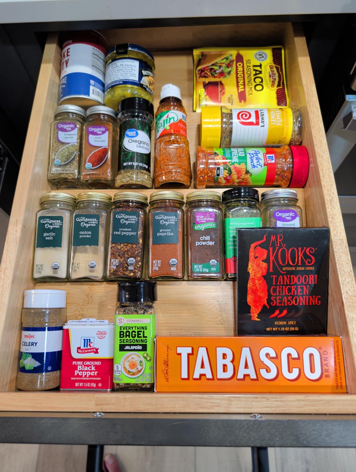 AMBIRD Bamboo Spice Drawer Organizer with Non-slip Mat,4 Tier - 2 Set Jar Spice Rack Tray From 12''to 24'',Hold up 48 Jars Seasoning Organizer for Kitchen,Cabinet,Drawers,Countertop customer photo 2