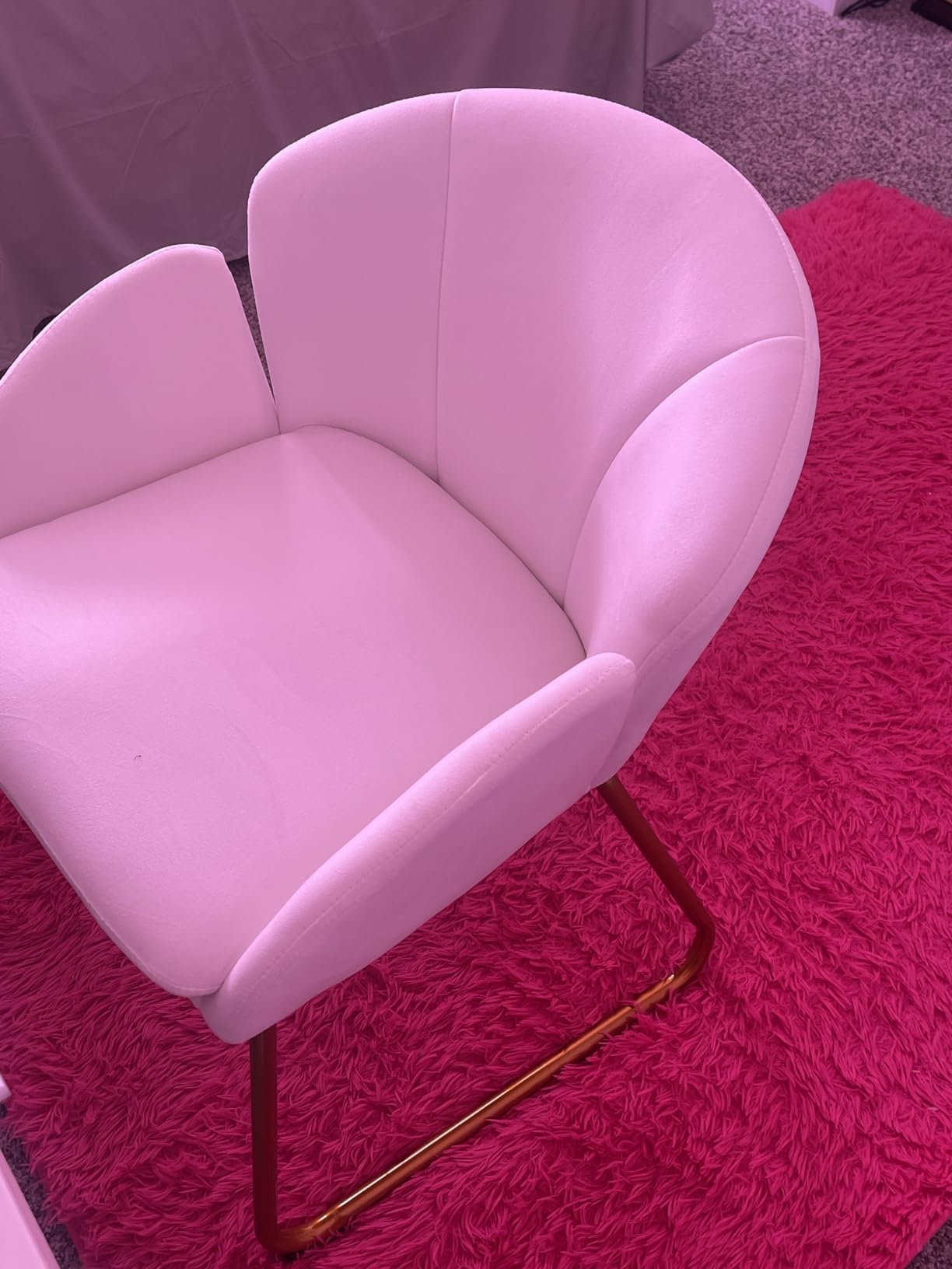 Yaheetech Flower Shape Vanity Chair with Petal Armrests, White customer photo 2