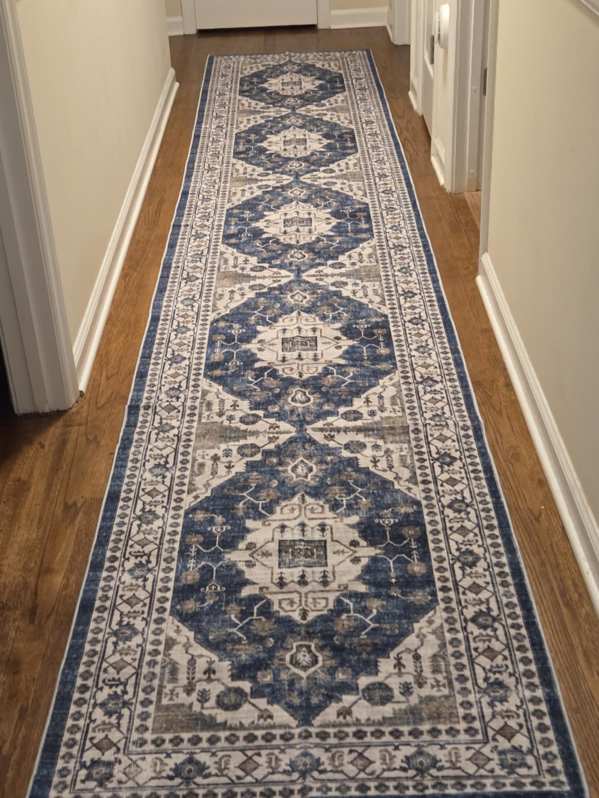 Hallway Washable Runner Rug - 2'6x14 Kitchen Rugs Entryway Rug Runner Vintage Soft Floor Mat Non Slip Indoor Farmhouse Carpet for Bathroom Living Room Bedroom (2'6''x14', Beige) customer photo 1