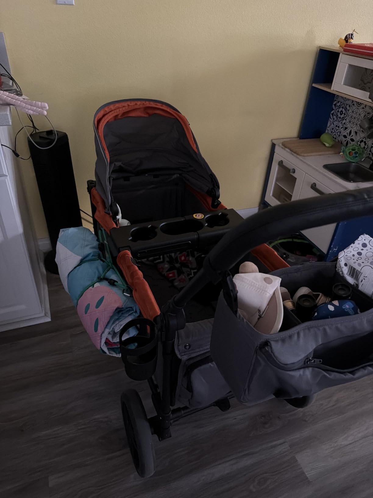 Jeep Sport All-Terrain Stroller Wagon by Delta Children - Includes Canopy, Parent Organizer, Adjustable Handlebar, Snack Tray & Cup Holders, Grey/Bonfire customer photo 1