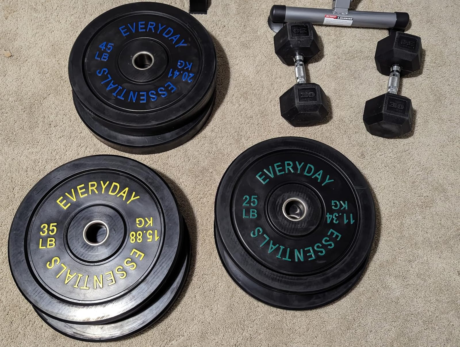 BalanceFrom Olympic Rubber Bumper Weight Plate Set with Steel Hub Inserts – 2-Inch Hole Plates for Strength Training, Powerlifting, and Weightlifting at Home, Garage, or Commercial Gym customer photo 2