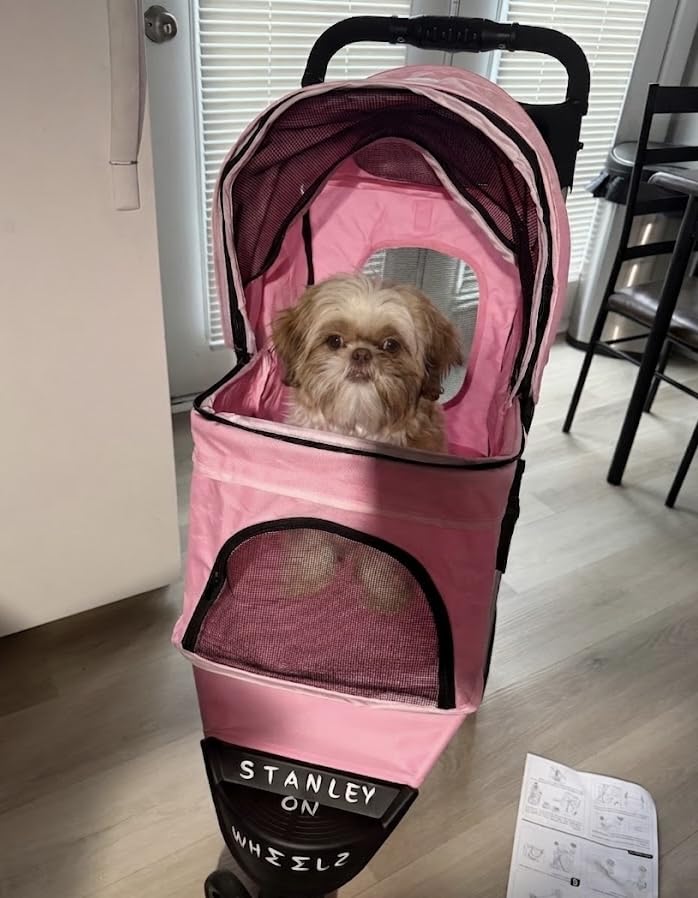 MoNiBloom Pet Stroller for Small/Medium Dogs and Cats up to 33 lbs, Black customer photo 2