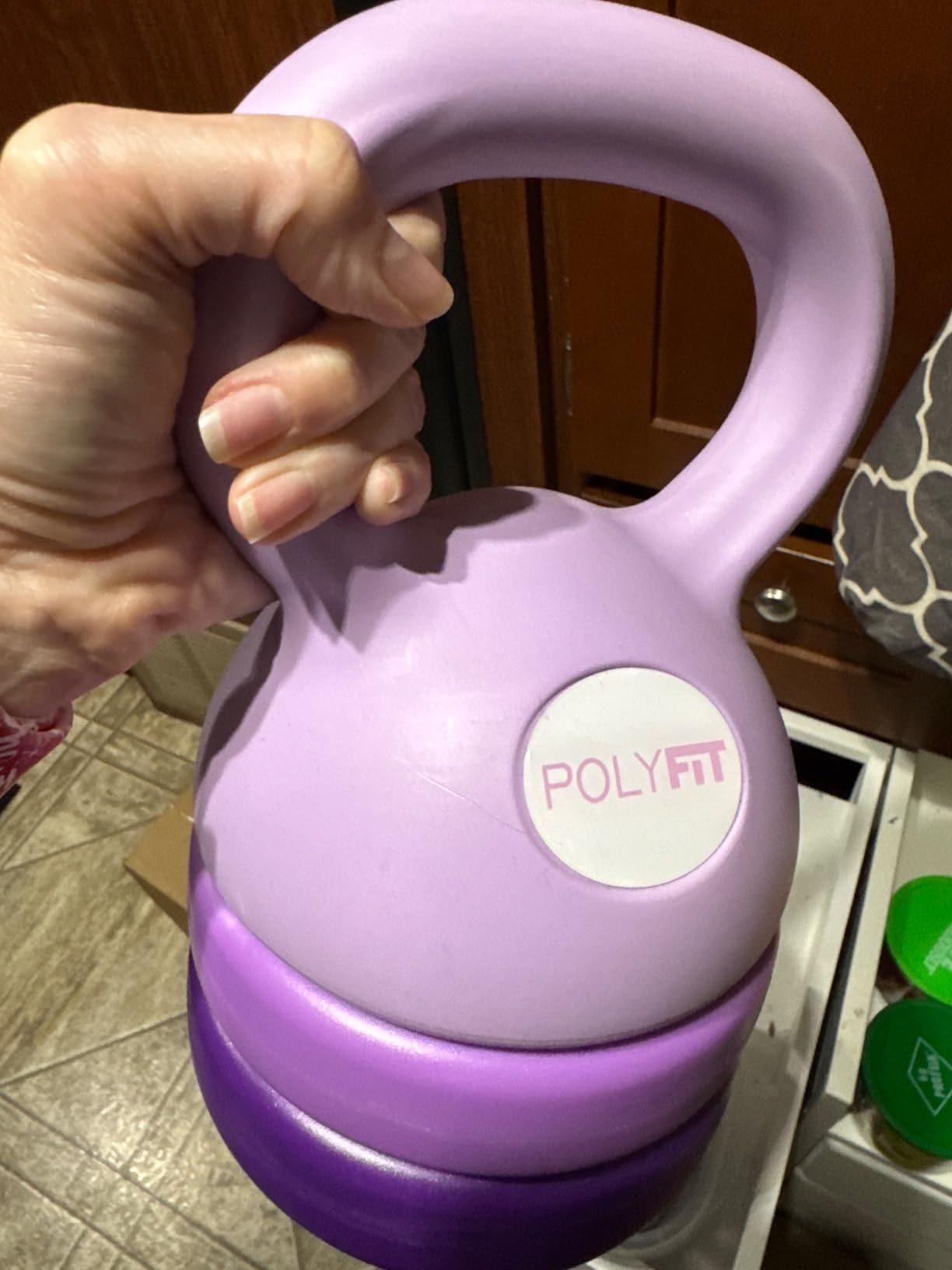Polyfit Adjustable Kettlebell | 5 lb - 12 lb | Kettlebells Weights Set for Home Gym | Kettle Bell Sets for Women at Home | 3-in-1 adjustable design, 5/8/12 lb settings, non-slip PE coating, compact home gym storage, workout guide included customer photo 2