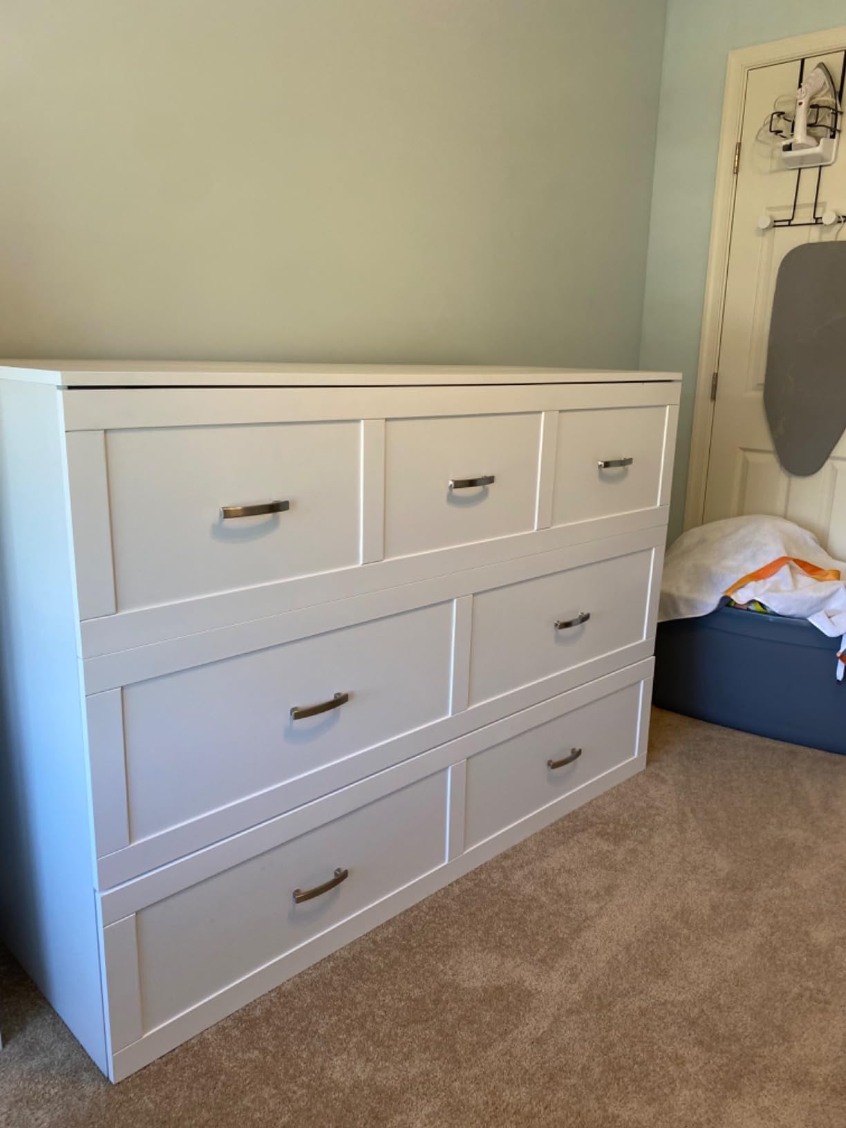 ECACAD Multi-Functional Murphy Cabinet Bed, Full Size Bed Frame Murphy Chest with Built-in Power Strip & 3 Drawers, Full Foldable Platform BedFrame, White customer photo 2