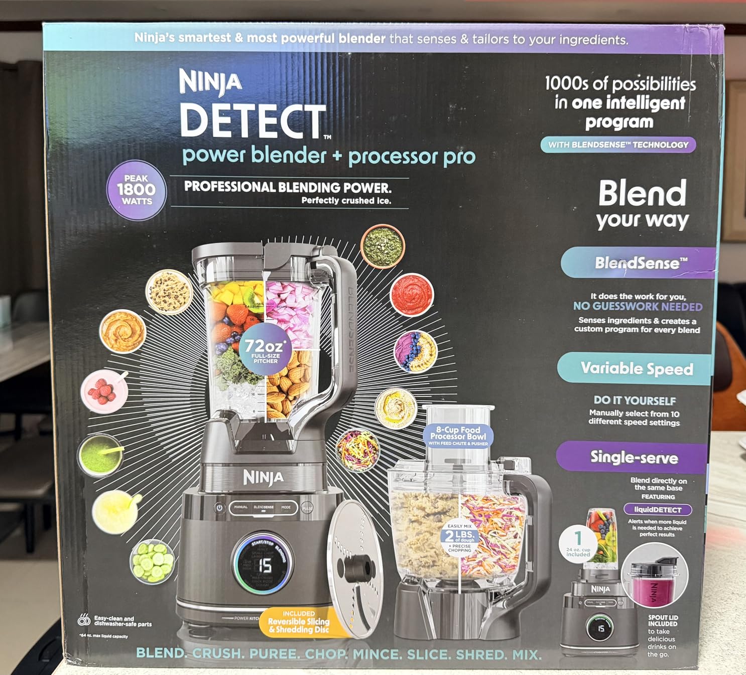 Ninja Kitchen System, BlendSense Tech, 72 oz, 1800PW, Black, TB401 | BlendSense Tech for smoothies, cookie dough, salsa & more. 8-cup processor bowl, 24-oz cup, 1800 peak watts. customer photo 2