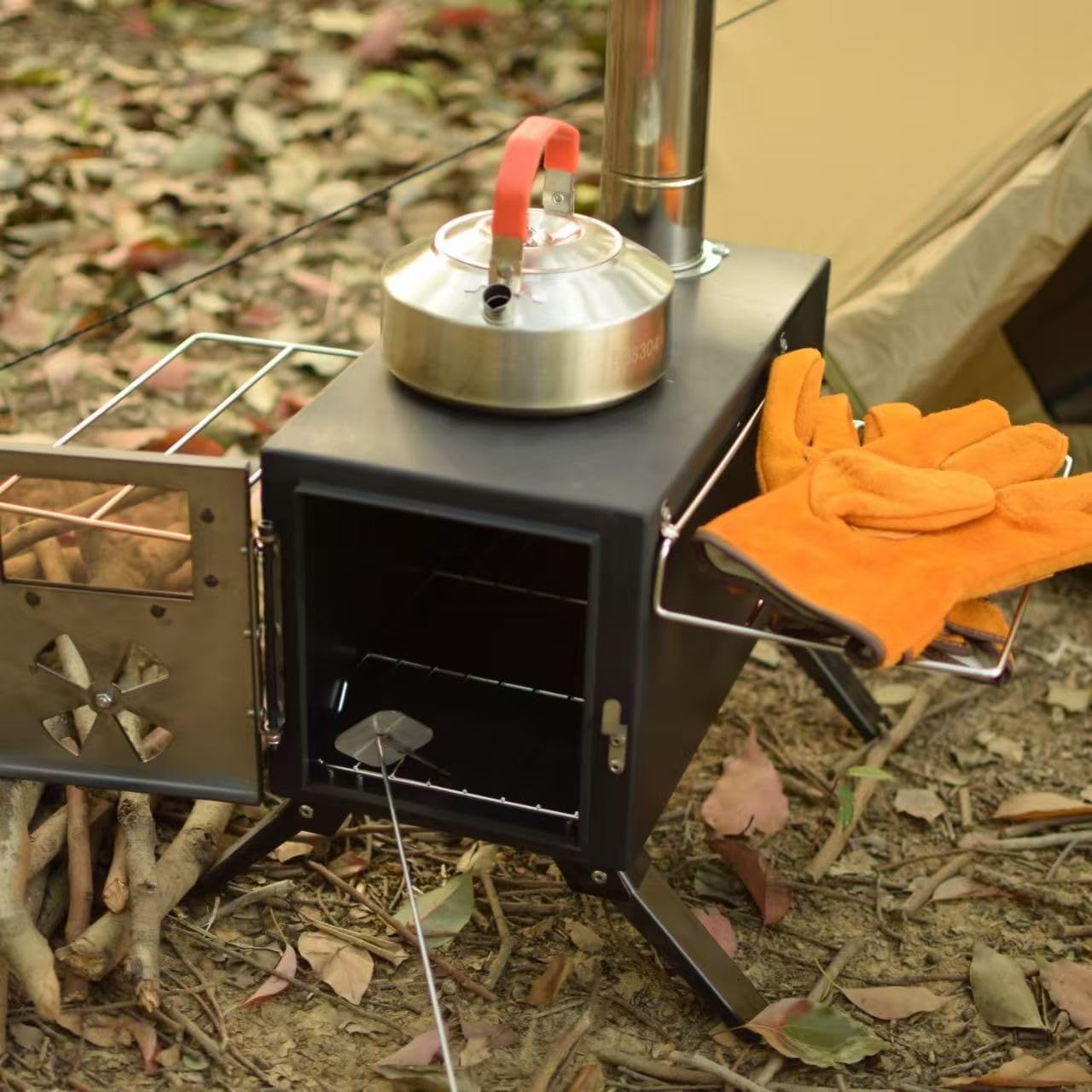 Hot Tent Stove,AVOFOREST Wood Burning Stove,Small Wood Stove with 7 Stainless Chimney Pipes for Outdoor Heating & Cooking, Ice Fishing, Hunting customer photo 1