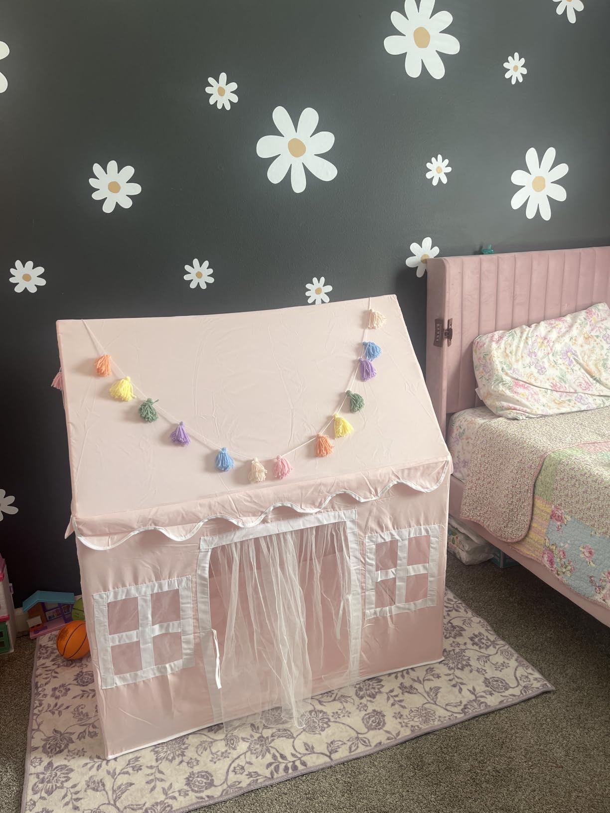 Kids Play Tent Indoor: with Mat, Tassel Garland - Girl Tent Indoor Playhouse for Kids Toys for Boy Girl Birthday Gift customer photo 1